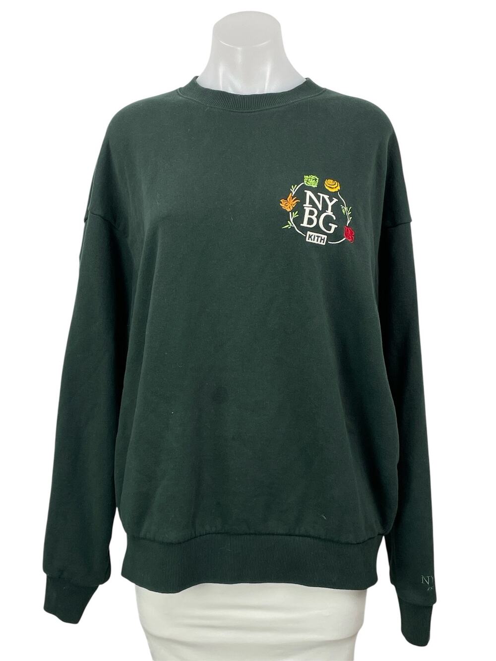 NYBG Kith Dark Green Long Sleeves Graphic Pullover Sweater Sweatshirt Top Size M